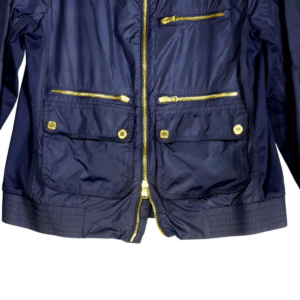 Ralph Lauren Golf Windbreaker Womens Small Blue Gold Zippers Full Zip Jacket - Picture 3 of 11
